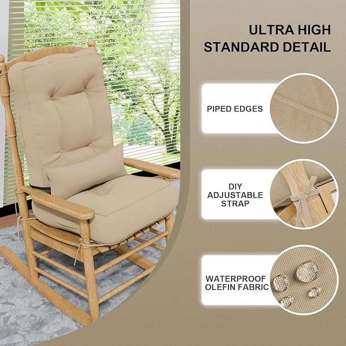 Rocking Chair Cushions with Pillow, Waterproof and Fade-Resistant Thicken - Image 6