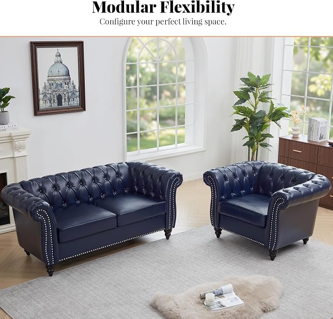 LEVNARY Chesterfield Loveseat, 2 Seater Tufted Couch - Image 4
