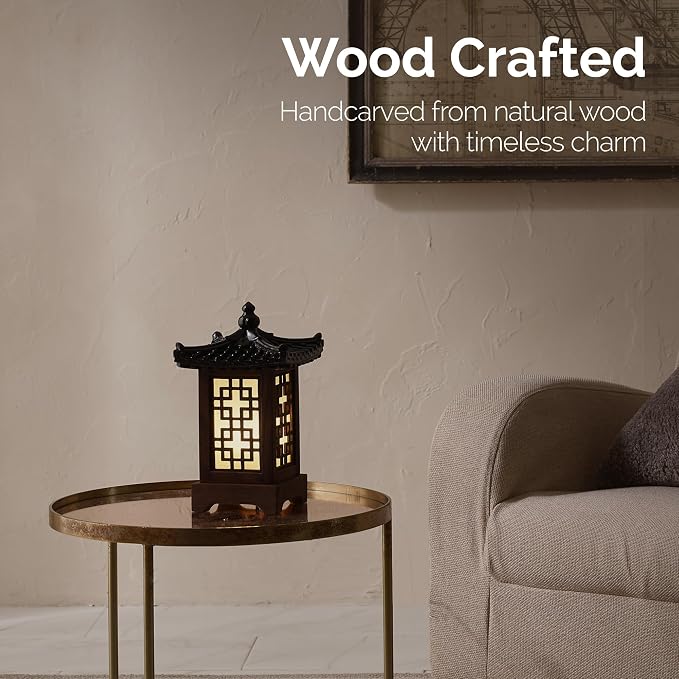 Traditional Korean Wood Lamp | Handmade Asian Oriental Table Lantern | Bedside - Image 3
