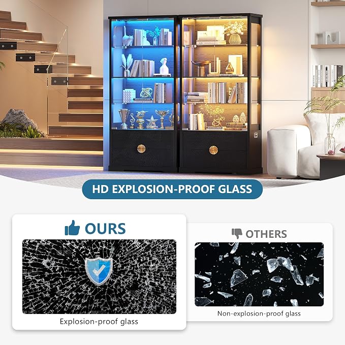 TAGELIER RGB Glass Display Cabinet - Image 5
