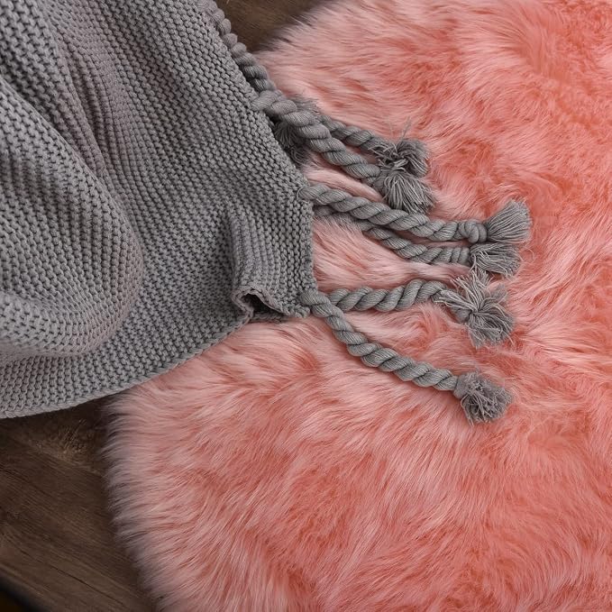 ORINOVA Pink Washable Fluffy Round Rugs - Image 7