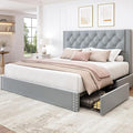 LARMACE Queen Size Bed Frame Upholstered Platform Bed by LARMACE