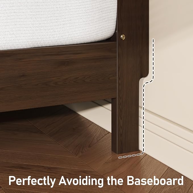 Lifezone Wood Queen Bed, Solid Wood Bed - Image 5
