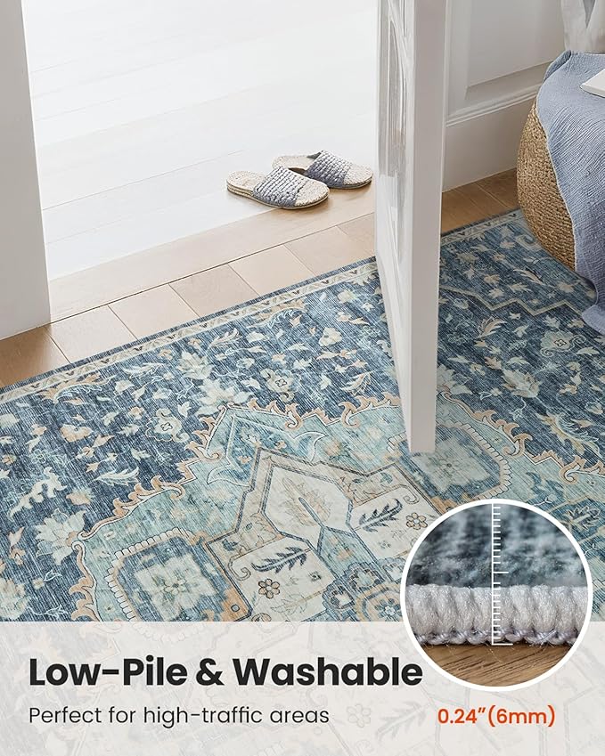 AMADA HOMEFURNISHING 10x14 Washable Area Rug, Low-Profile Large Area Rug - Image 8