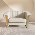 Mid-Century Modern Beige Velvet Single Sofa by yunqishiHOME