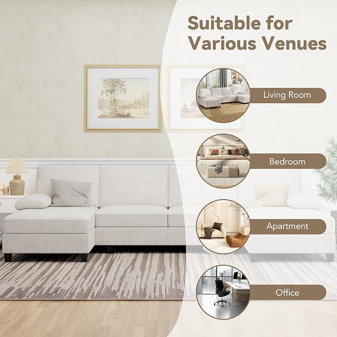 U-Shaped Sectional Couches for Living Room, 4 Seat Sofa - Image 7