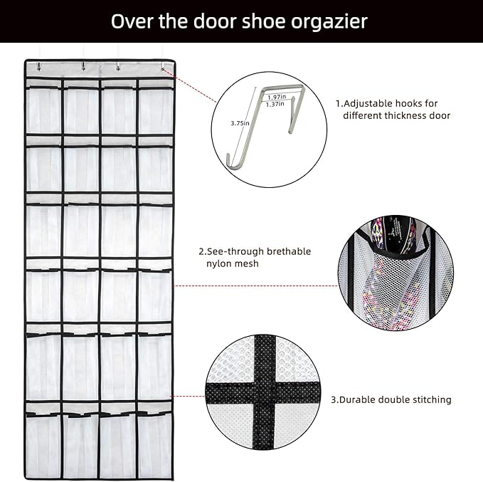 SAVERHO Hanging Shoe Organizer, Over The Door Shoe Organizer - Image 3