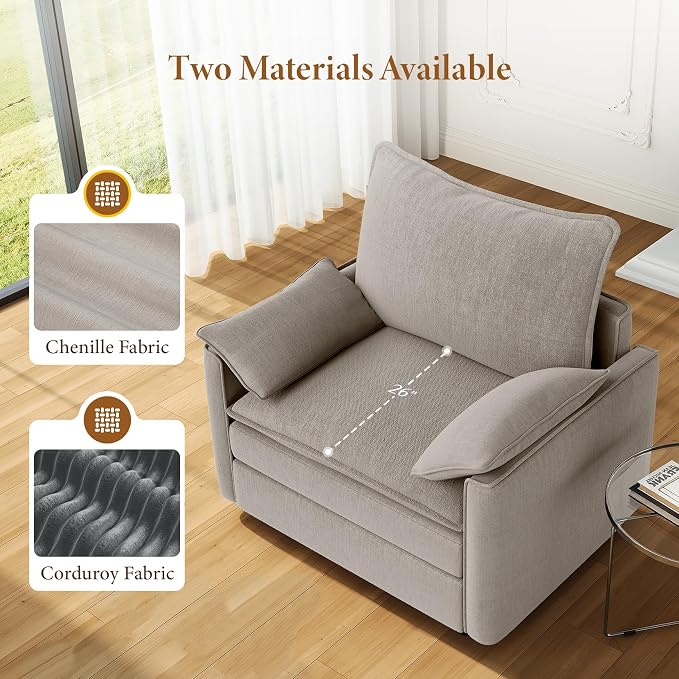 Vesgantti 40" Single Seat Sofa, Comfy Cloud Couch Deep Seat Upholstered Couch - Image 3