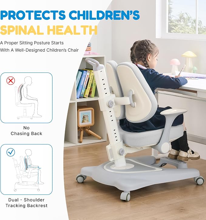 ERIYA Kids Desk Chair, Ergonomic Chair: Height-Adjustable, Double Back Support - Image 5