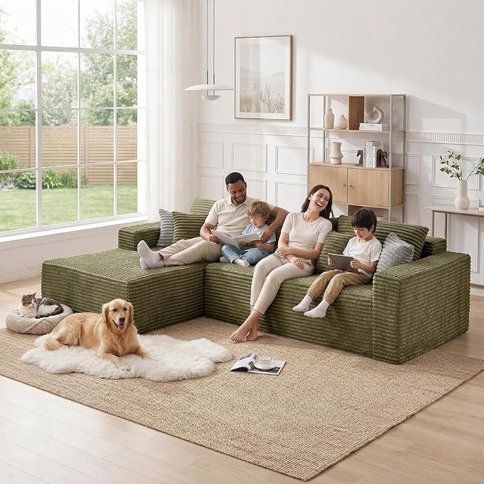 108" Boneless Couch Modular Sectional Sofa, L-Shaped Couch - Image 5