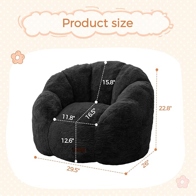 MAXYOYO Kids Bean Bag Chair, Floral Shaped Bean Bag Sofa, Plush Faux Fur - Image 2