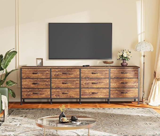 Huuger 70 Inch Dresser for Bedroom, TV Stand for 65, 80 Inch TV, 12 Fabric - Image 6