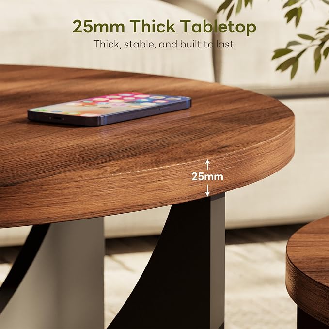 LIKIMIO Nesting Coffee Tables Set of 2, 23.6" Small Round Side Tables - Image 5
