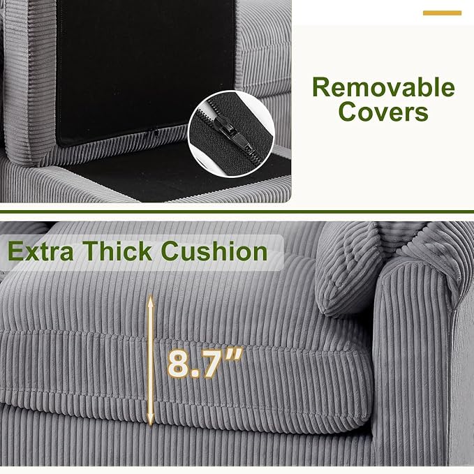 HAOMARKETS Corduroy 2-Piece Sofa Set, Upholstered Ottoman and Loveseat 2-Seater - Image 4