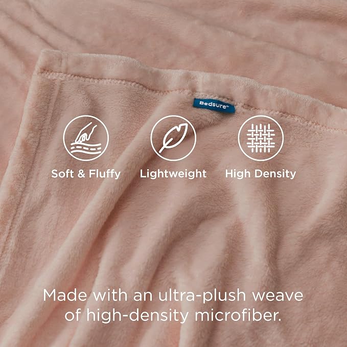Bedsure GentleSoft Fleece Blankets Queen Size Dusty Pink - Image 3