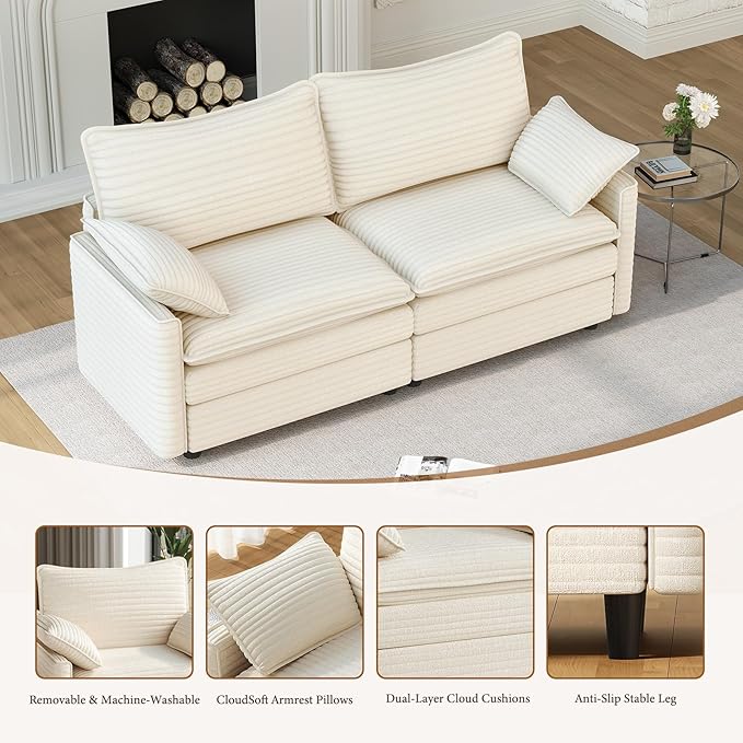 Vesgantti 74" Loveseat Sofa for Living Room, Comfy Cloud Couch Deep Seat - Image 5