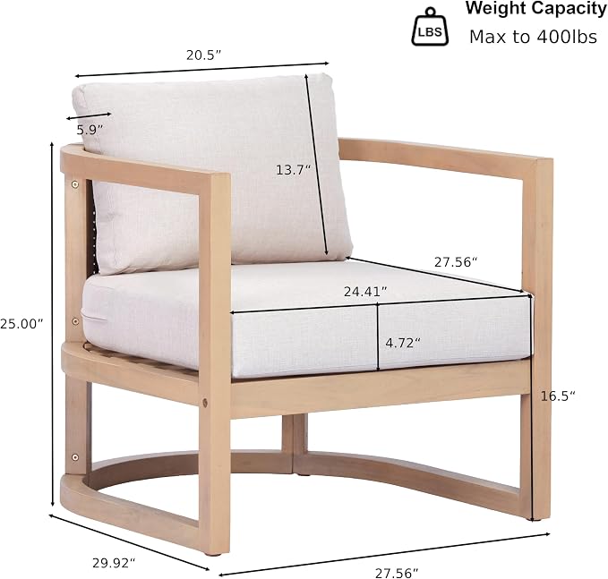 Merax 4 Piece Rattan Woven Paito Conversation Set, All-Weather Acacia Wood 3 - Image 8