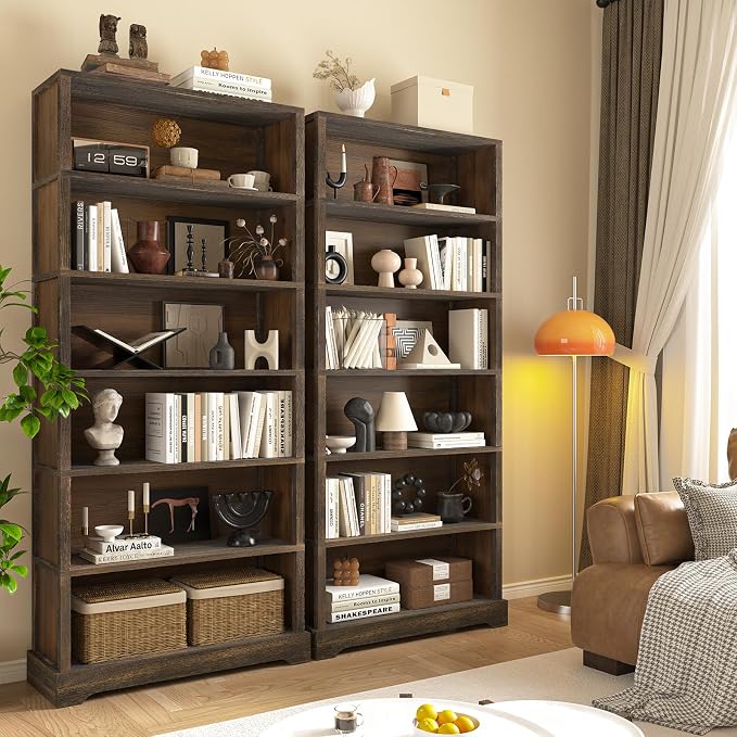 TVU 6-Tier Wooden Book Shelf, Floor-Standing Display Bookcase, 77.2" H x 31.5" - Image 2