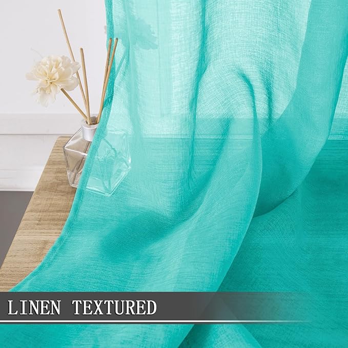 Tollpiz Sheer Curtains Living Room Linen Textured Curtain Sheers Light - Image 2