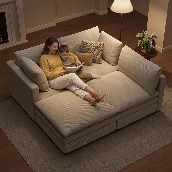 97" Modular Sectional Sofa, L Shaped Cloud Couches - Image 5