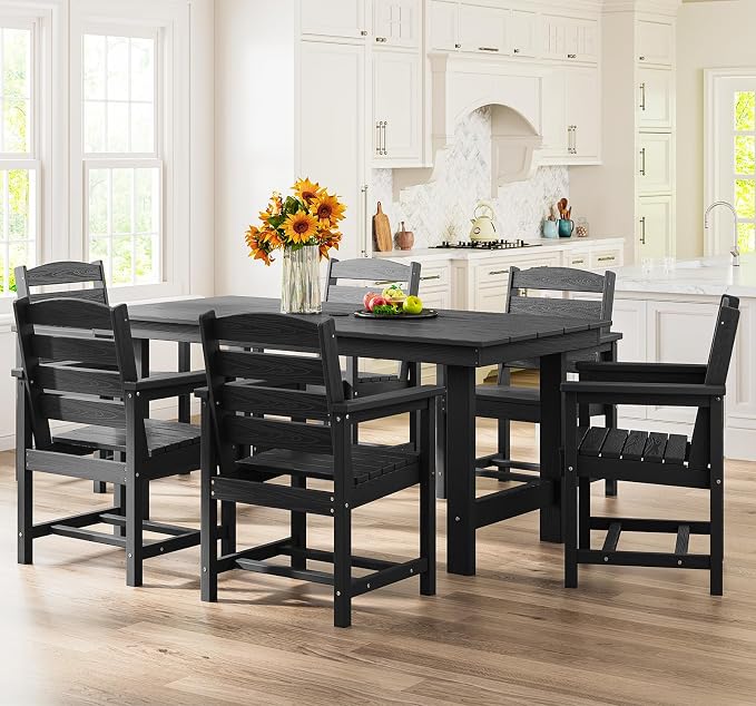 SERWALL Patio Dining Table Sets 5-Piece, Outdoor HDPE Dining Furniture Set - Image 7