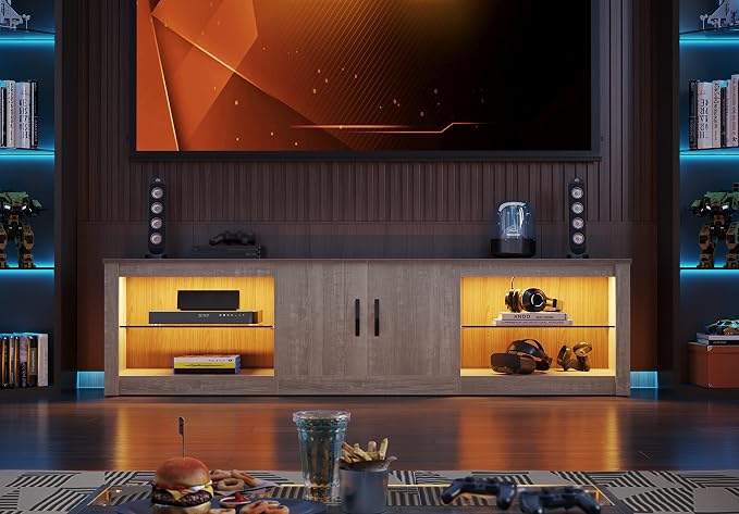 Bestier 70 Inch Led TV Stand for 75 Inch TV Large Entertainment Center Gaming - Image 7