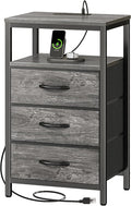 Huuger Nightstand with Charging Station, 27.6 Inch End Table Bedside Table with by Huuger