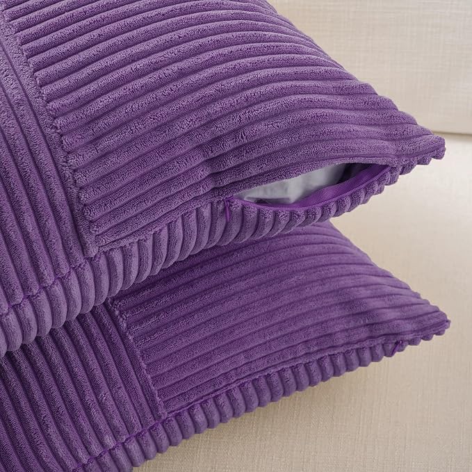 Fancy Homi 2 Packs Purple Long Lumbar Decorative Throw Pillow Covers 16x24 Inch - Image 4