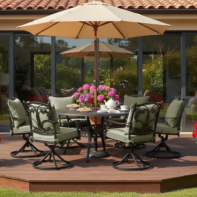 Summsun Water Resistant Outdoor Chair Cushions, Faux Linen Backrest and Deep - Image 9