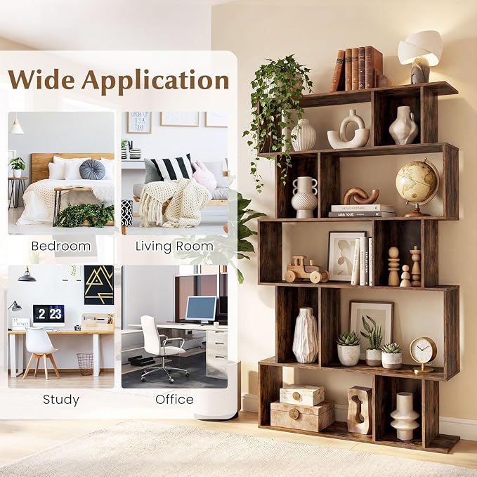 Giantex 5-Tier Bookshelves Set of 2, 10-Cube Geometric Bookcase - Image 6