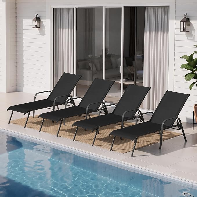 Crestlive Products Outdoor Chaise Lounge Chair, 5-Position Pool Lounge Chairs - Image 8