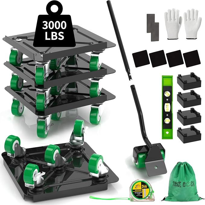 NEST EASY Heavy Duty Furniture Dolly 360° Rotating 5 Wheels, Alloy Steel by NESTEASY