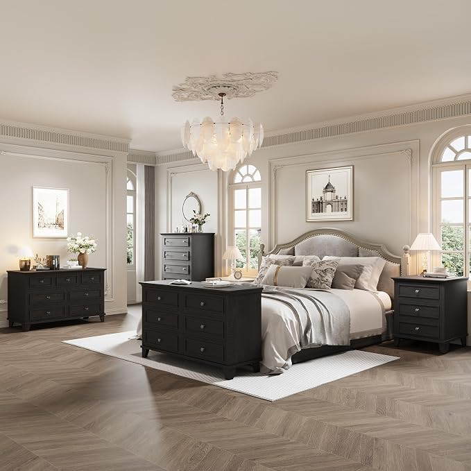 IDEALHOUSE 6 Drawer Dresser, Wooden Storage Chest of Drawers - Image 6