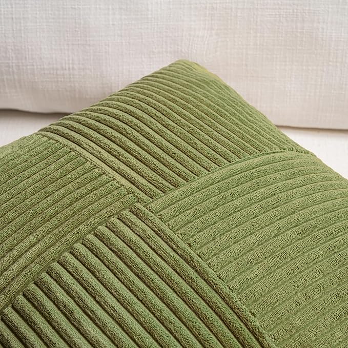 Fancy Homi 2 Packs Moss Green Decorative Throw Pillow Covers 22x22 Inch - Image 4