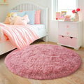 4'x4' Blush Round Rugs for Girls Bedroom, Ultra Soft Fluffy Circle Rug for Kids by Quntue
