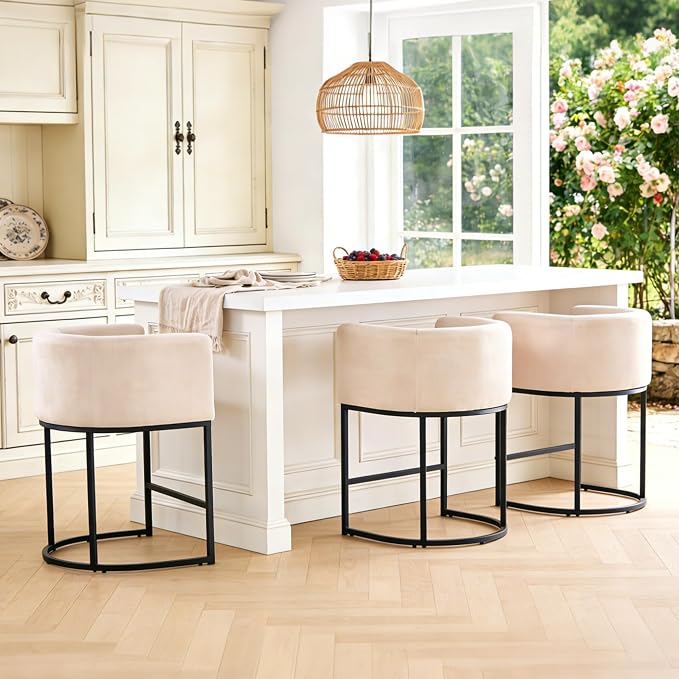 ClinQ 26" H Counter Height Bar Stools Set of 2, Modern Barrel Counter Stools - Image 8