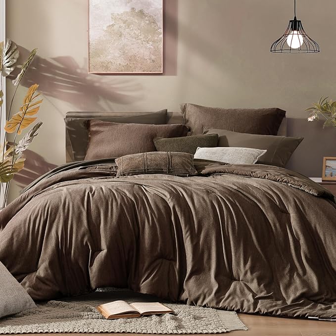 Monbix Full Size Comforter Set, Chocolate Brown Bedding Comforter by Monbix