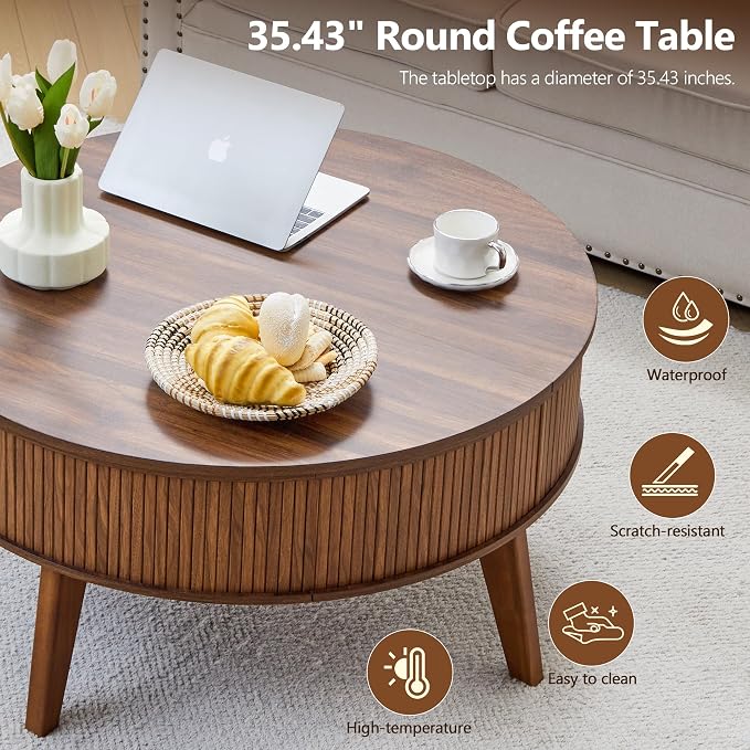 Round Lift Top Coffee Table - Image 7