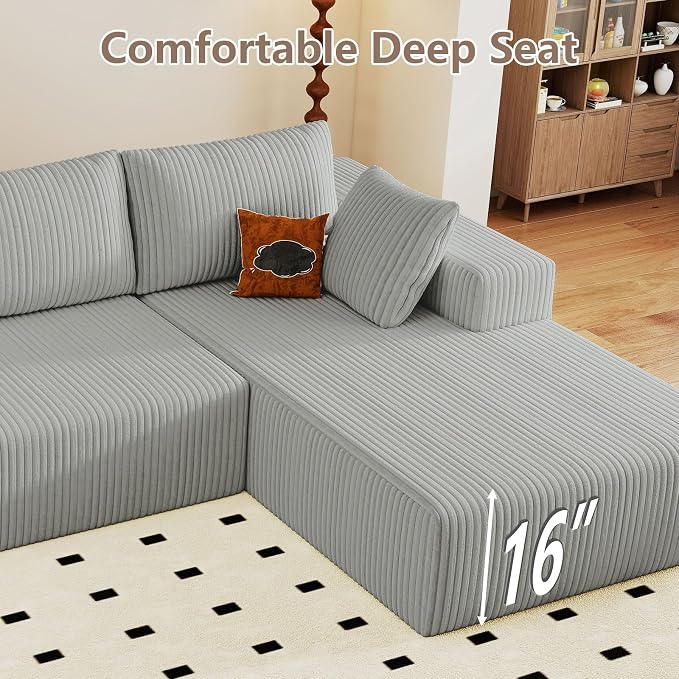 95" Cloud Sectional Couch U-Shaped Chaise - Image 8