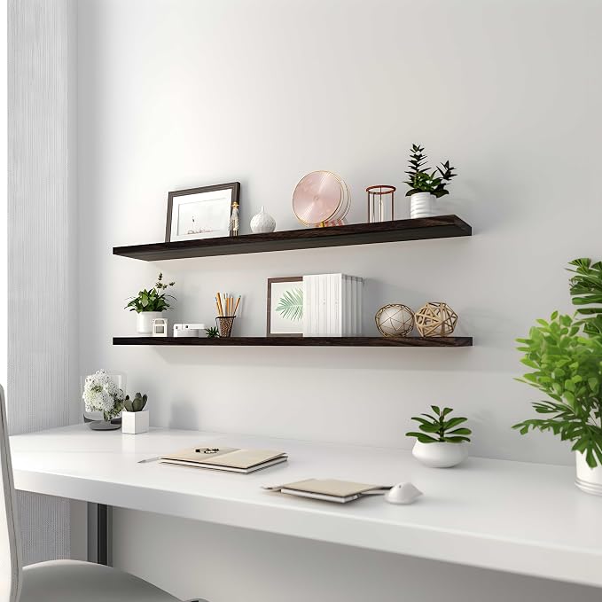 YYWUOJJ Wood Floating Shelves for Wall Decor, Rustic Wall Shelves for Bedroom - Image 7