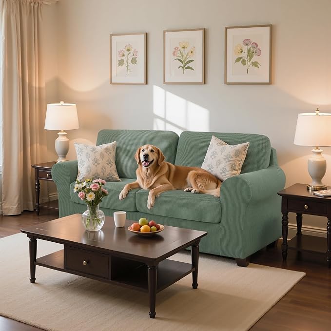 SUBRTEX 3 Pieces Stretch Sofa Slipcover Sets Couch Cover Sets Backrest Cushion - Image 8
