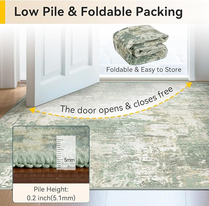 Washable Area Rugs 9'x12' Non-Slip Modern Abstract Soft - Image 8
