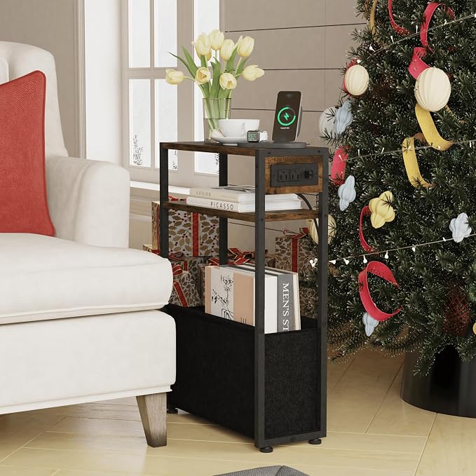 Leomonio Narrow Side Table, Slim End Tables - Image 7