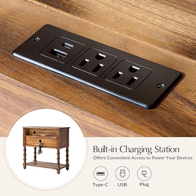 HULALA HOME Farmhouse Storage End Table Set of 2 - Image 3