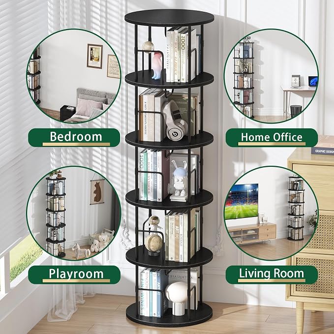 5Tier Rotating Bookshelf, Spinning Bookshelf Tower, 360 ° Display Space Saving - Image 5