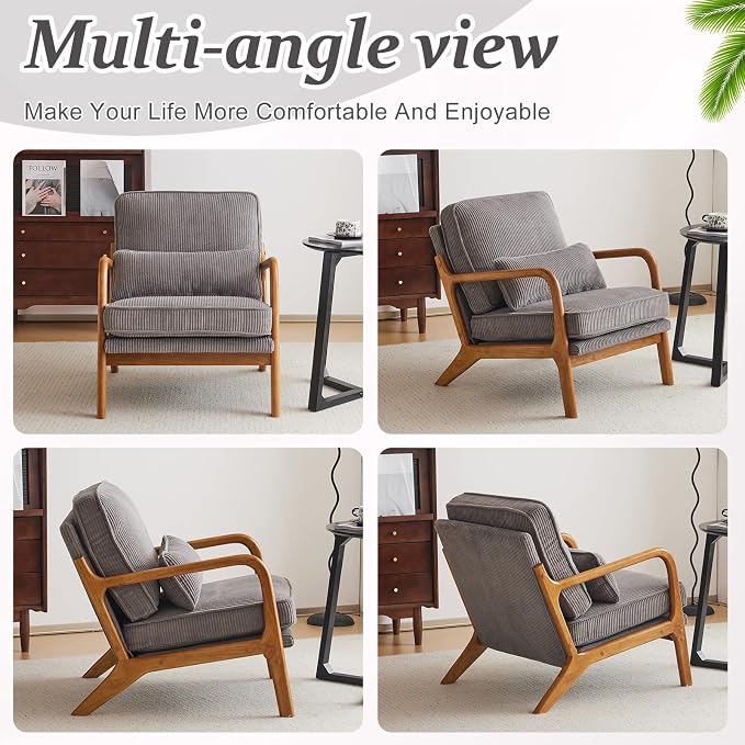 VINGLI Upgraded Premium Corduroy Accent Chairs Set of 2, Upholstered Arm Chair - Image 7