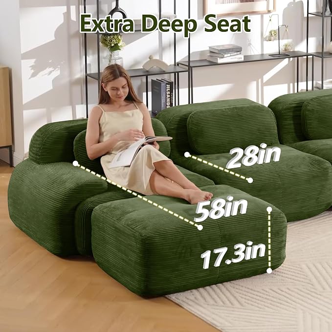 Boneless Sectional Couch, No Assembly Required, 152.7” L Shaped Modular Cloud - Image 5