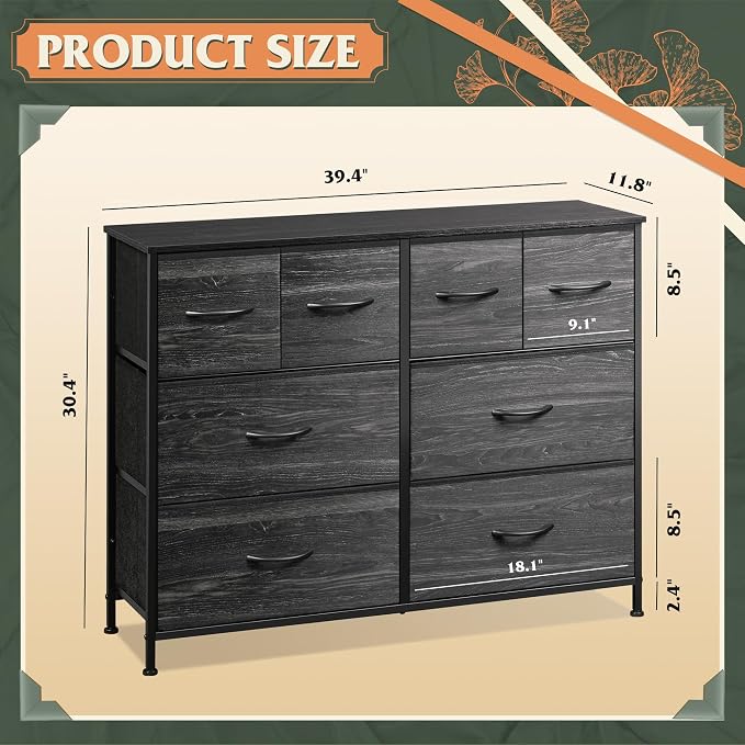 WLIVE Dresser for Bedroom with 8 Drawers, Wide Fabric Dresser for Storage and - Image 3