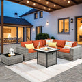 ovios 7 Pieces Patio Furniture Set, Outdoor Wicker Sectional Sofa by OVIOS