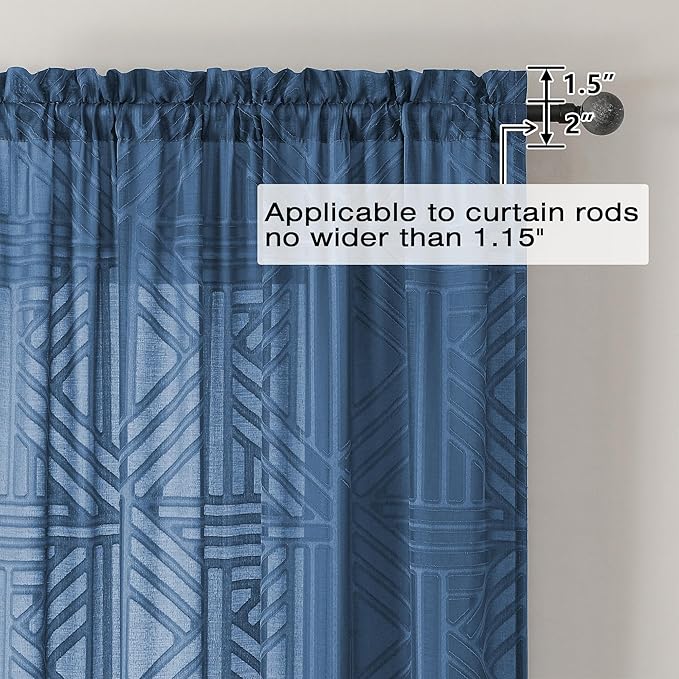 Simplebrand Dusty Blue Semi Sheer Curtains 63 Inch Length 2 Panels, Light - Image 4